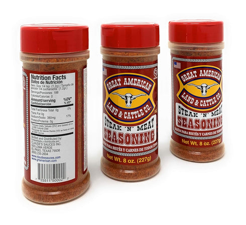 JUSTFX 8oz (Pack 3) Great American Land & Cattle Steak N' Meat Seasoning Container