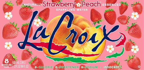 12 Oz (Pack 8) La Croix Sparkling Water, Strawberry Peach, Fl