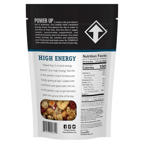 14oz, Power Up Premium Trail Mix - High Energy Trail Mix Gluten Free, Vegan, Non-GMO