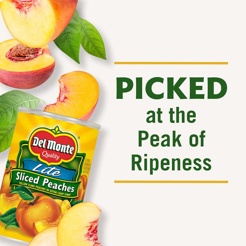 15 oz (Pack 12 Del Monte Sliced Yellow Canned Peaches in Extra Light Syrup, Can of Cans)