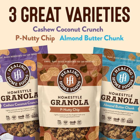 Healing Home Foods 4oz (9Pack) Cashew Coconut Crunch, Gluten Free Granola Mix Made with Coconut, Cashews & Almonds, Nut