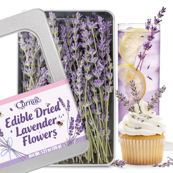 Curnue 100+ Edible Lavender Sprigs for Cocktails & Dessert, 6.69'' Edible Flowers for