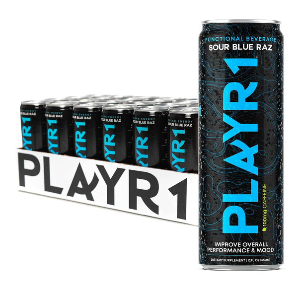 PLAYR1 Sour Blue Raz Caffeinated 24 pack
