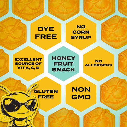 Packs (Pack 10) BEEUP Honey Fruit Snacks With a Teaspoon of Honey in Every Pouch Dye Free, No Corn Syrup Individually