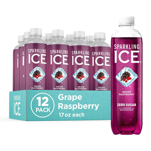 Sparkling Ice, Grape Raspberry Sparkling Water, Zero Sugar Flavored Water, with Vitamins