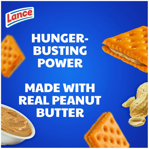 20 Packs, 6 Lance Sandwich Crackers, ToastChee Peanut Butter, Individually Wrapped Sandwiches Each