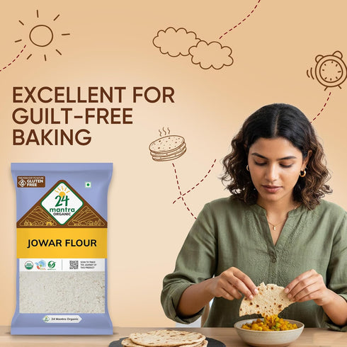 24 Mantra Organic (500 (Pack 1)) Jowar Flour/Sorghum Flour/Jonna - Chemical Free & Pesticides Free | Healthy