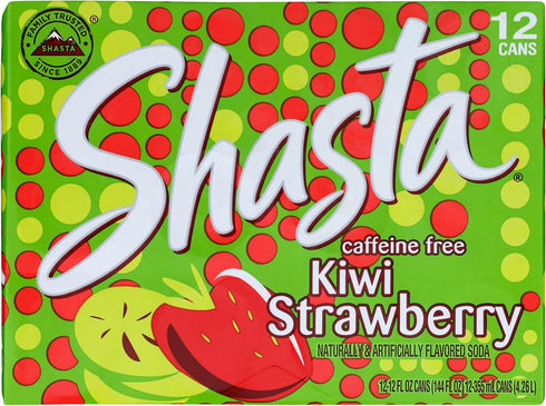 12-Pack 12oz Shasta Kiwi Strawberry | Sweet Strawberry Meets Tart Kiwi | Caffeine-Free Soft Drink | of Cans | Fruity