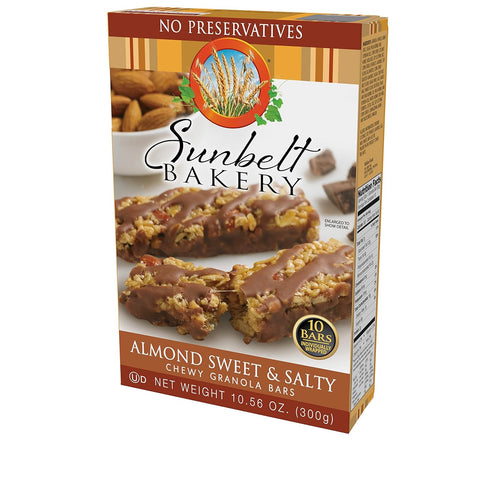 10 (2) Sunbelt Bakery Almond Sweet & Salty Chewy Granola Bars, Bars In Each Box, No Preservatives