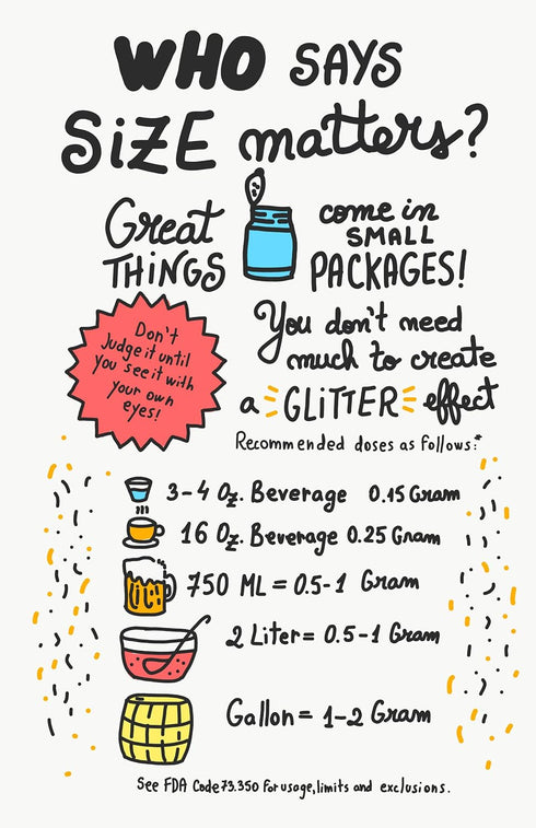 Edible Glitter for Drinks, Shiny Silver Shimmer Beverage Dust for Cocktails, Beer, Wine - 3 gram Shaker