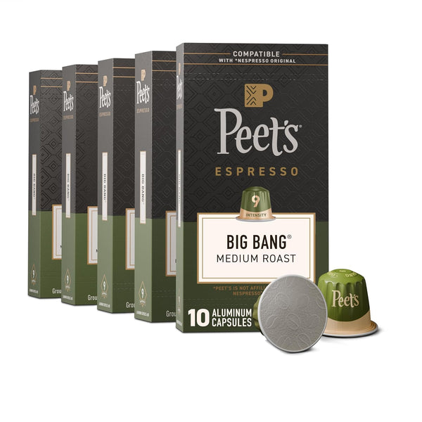 Peet's Coffee, Medium Roast Espresso Capsules, Compatible with Nespresso Original Machines, 100%