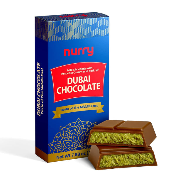 NURRY Dubai Chocolate - Pistachio Cream-Filled Viral Milk Chocolate Bar 7.68 oz -
