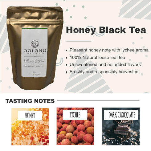 2025 (2oz) Honey Black Tea - Fresh Harvest - No Sweetener - No Added Flavors - Loose Leaf Black Tea from Taiwan - Tea