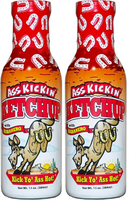 ASS KICKIN' Ketchup with Habanero 13 oz. Bottle Premium Gourmet Spicy Ketchup
