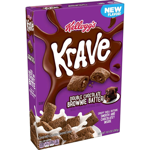 Krave Cold Breakfast Cereal, Chocolate Cereal, Kids Snacks, Double Chocolate Brownie Batter,