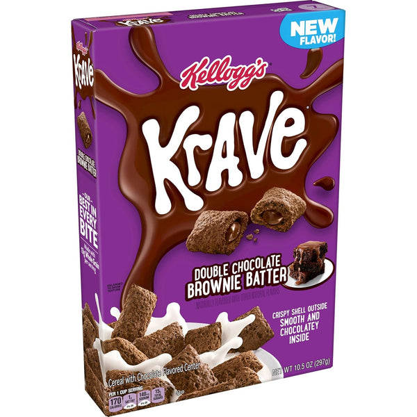 Krave Cold Breakfast Cereal, Chocolate Cereal, Kids Snacks, Double Chocolate Brownie Batter,