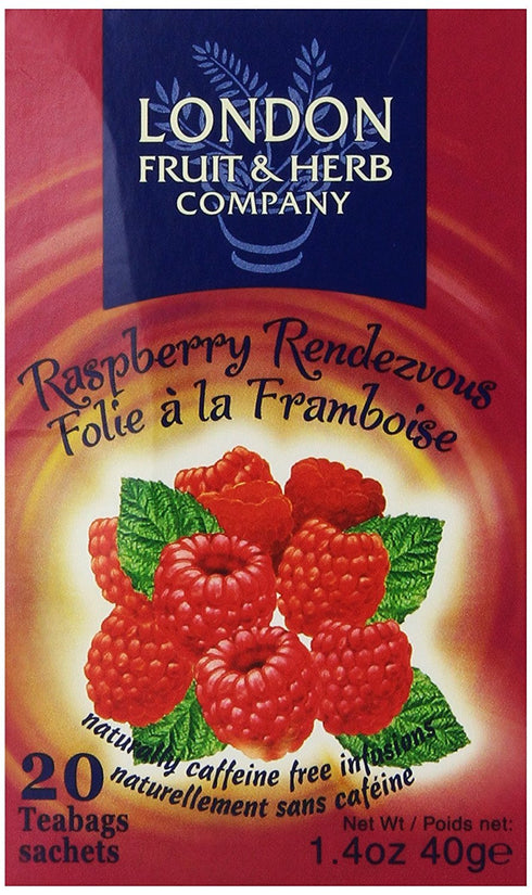 LONDON F&H COMPANY London Fruit & Herb Company Raspberry Rendezvous Tea, 20 Tea Bags, 1.4