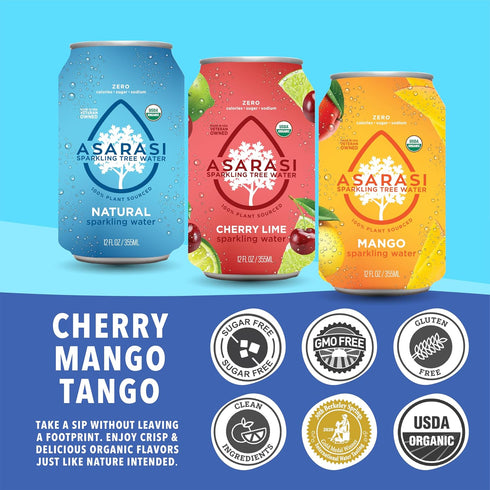(12 Pack, Asarasi Organic Sparkling Tree Water - Aluminum Cans lime)
