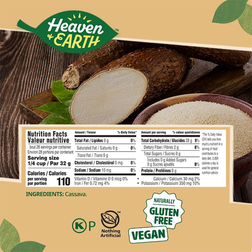 (2 Pack) 4 Heaven & Earth Cassava Flour, = Pounds | Gluten Free & Grain Free Flour for Baking | Non GMO Verified |