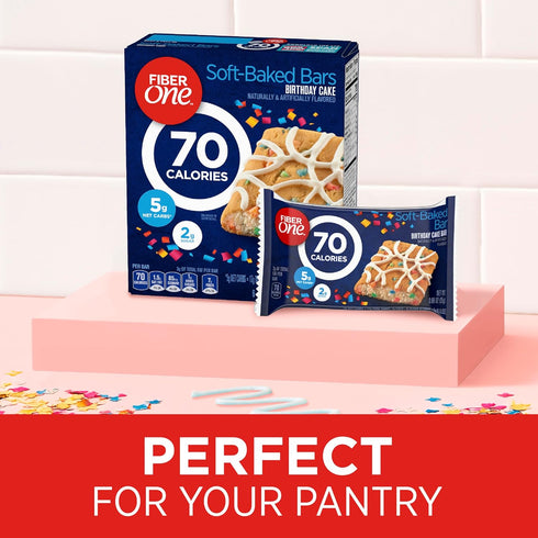Fiber One 70 Calorie Birthday Cake Soft-Baked Snack Bars, 6 ct