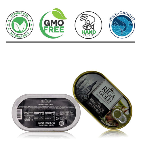 190gr (Pack 12) RIGA GOLD Shproti, Sprats in Oil