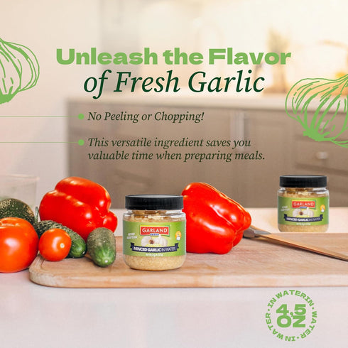 4.5 oz Garland Food Minced Garlic in Jar in Olive Oil Made in the USA Minced Garlic in Olive Oil Ready to Use