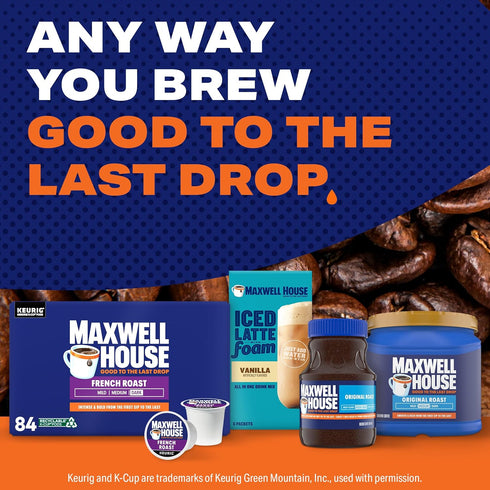 84 Maxwell House French Roast Dark Roast K-Cup Coffee Pods, ct Box