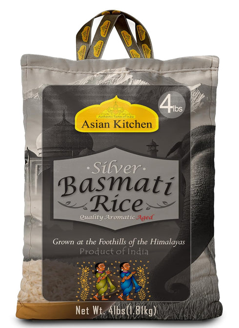Asian Kitchen Silver White Basmati Rice Extra Long Aged 4lbs (1.81kg) ~