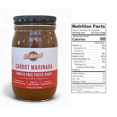 Pack, 31.5 oz KC Natural Tomato-Free Pasta Sauce Combo Traditional Style & Carrot Marinara, Total, Paleo & AIP Friendly