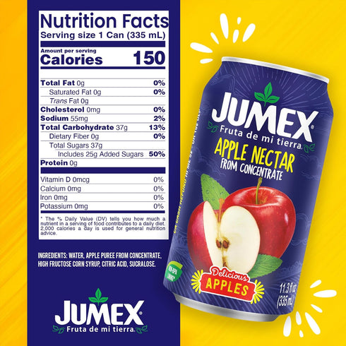 11.3oz, 24 Pack Jumex Apple Juice Nectar - Made with Fresh Fruit Puree & Apple Juice Concentrate for Fruit Smoothie