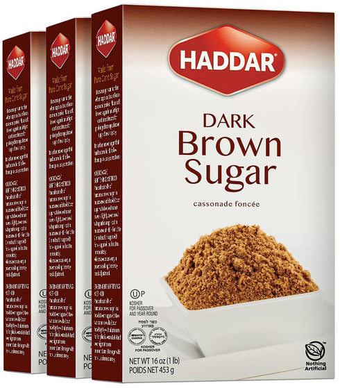 Haddar Dark Brown Sugar, 16oz (3 Pack) | Great for Baking, Dressing