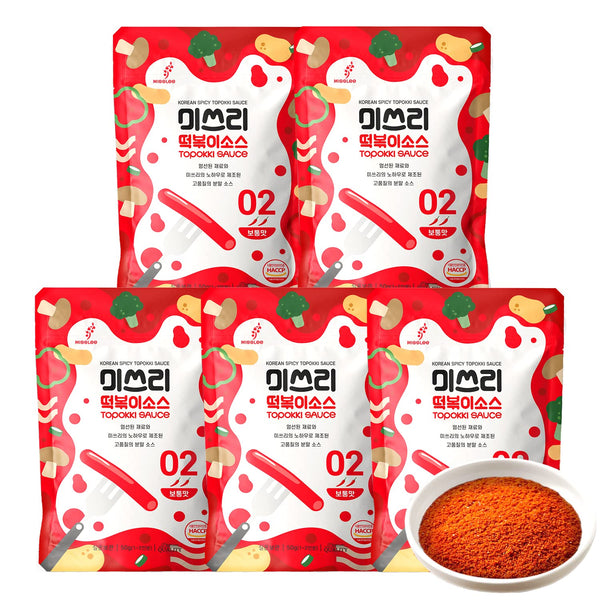 MISSLEE Tteokbokki Sauce Mix, 5 Pack, 2 Servings Each, Level 2 Original, Authentic Korean Flavor