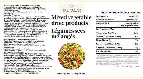 WEIJUEJIYI 300g 10.58oz, Mixed Dried Vegetable Products / Nutritious and Delicious Carrot, Baby Spinach, and Cabbage