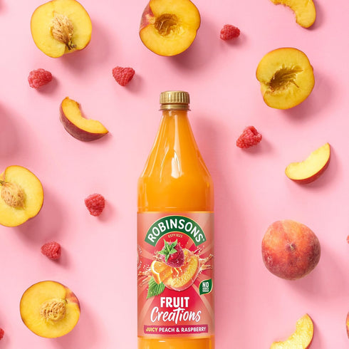 Robinsons 1 (Pack 3) Fruit Creations, Real Fruit Squash, Low Calorie, Delicious Peach and Raspberry, Litre