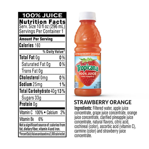 100% 3-Flavor Pack, 10 Oz, (Pack 48) Tropicana Juice Fruit Blend Variety Fl Bottles