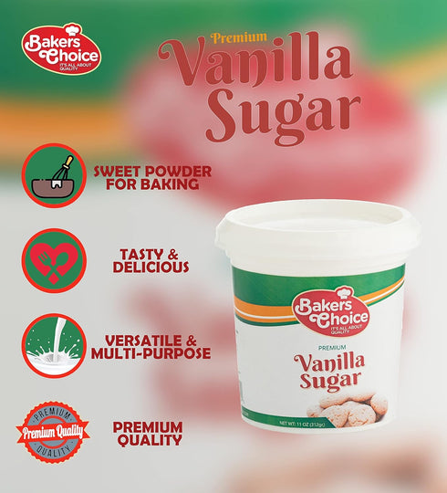 Baker's Choice 12 oz. Premium Vanilla Sugar, - For Baking, Ice Cream, Milkshakes, Desserts, Fruit Shakes and Truffles