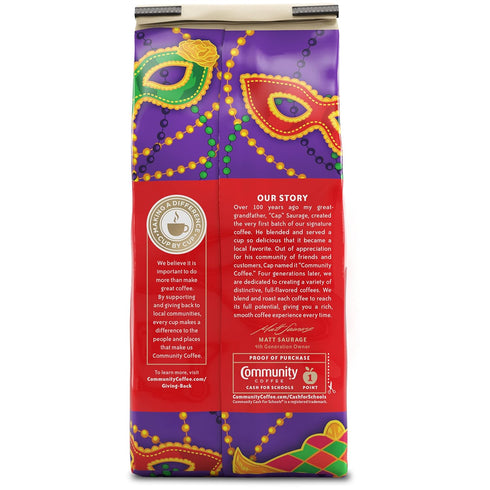 Community 12 12 (Pack 1) Coffee Mardi Gras King Cake Flavored Ounces, Medium Roast Ground Coffee, Ounce Bag
