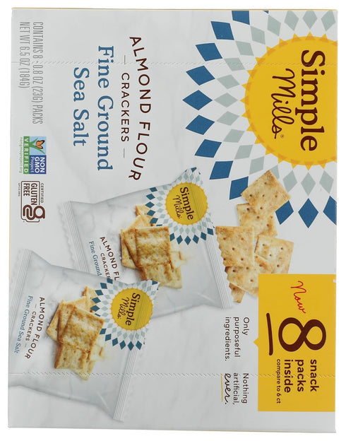 Pack, 8 Count, 0.8 Simple Mills, Fine Ground Sea Salt Crackers Snack Ounce