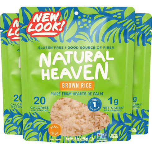 Natural Heaven Brown Rice, Hearts of Palm, 3-Pack Naturally Rich in Potassium,