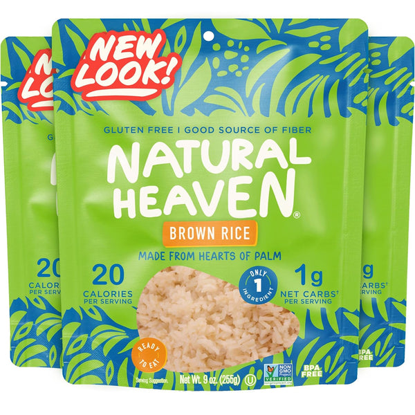 Natural Heaven Brown Rice, Hearts of Palm, 3-Pack Naturally Rich in Potassium,