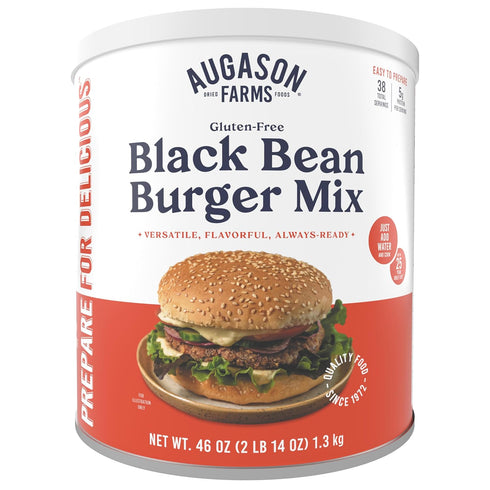 Augason Farms Black Bean Burger Mix Can, Certified Gluten Free, Emergency Food