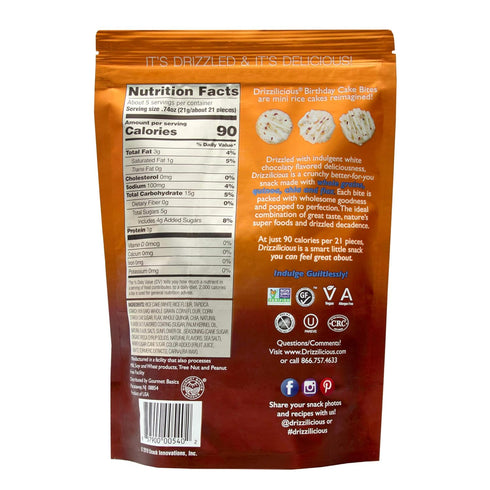 4 OZ DRIZZILICIOUS Birthday Cake Bites Mini Rice Cakes