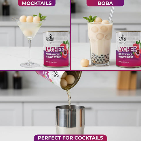 1 Pack 20oz Fusion Select Canned Lychees in Syrup - Ready to Serve Canned Lychee Fruit - Peeled Whole in Heavy Syrup