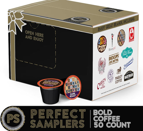 Pack 50 Count Crazy Cups Perfect Samplers Dark Roast Coffee Pods Variety Sampler, Assortment Of Extra Bold Single Serve