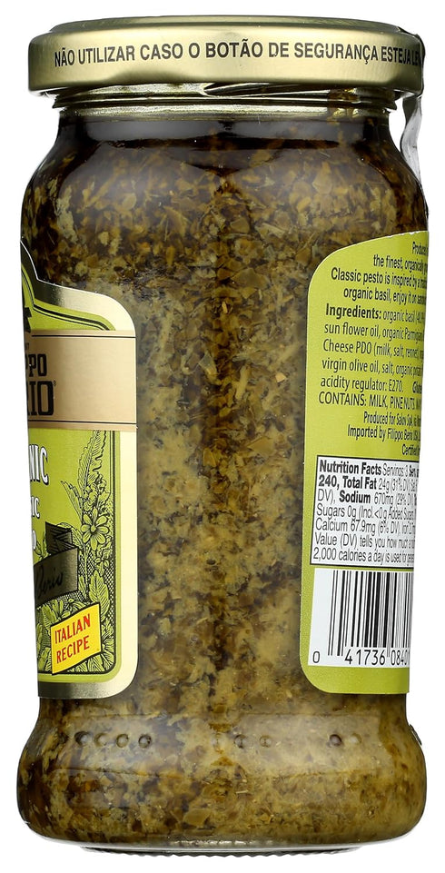 6.7 (Pack 6) Filippo Berio Organic Classic Pesto, USDA Certified Organic, Gluten Free, Ounce