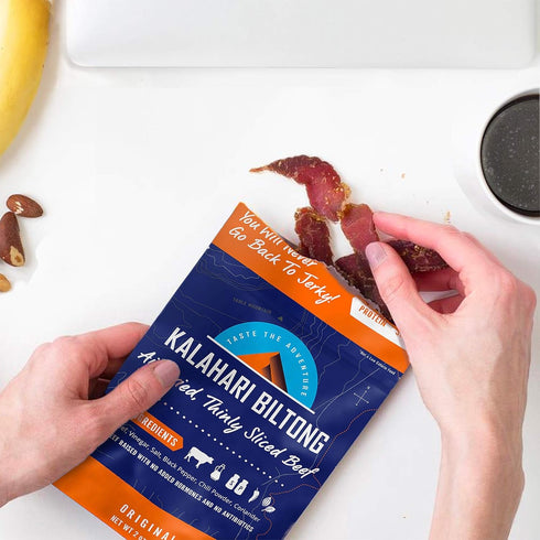Original Kalahari Biltong - Air-Dried Thinly Sliced Beef, 2oz (Pack of 3), Keto & Paleo Snack