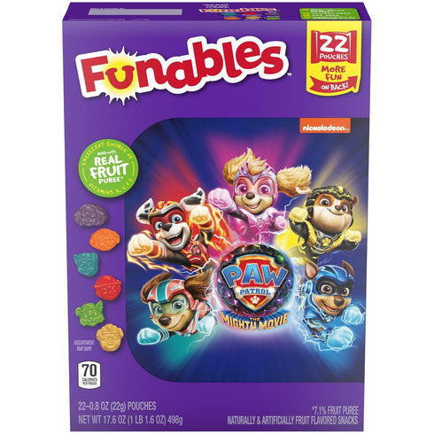 0.8 oz 22 Funables Fruity Snacks, PAW Patrol, Assorted Fruit, Flavored Snacks, ct