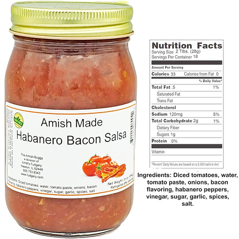 Amish Buggy Two-16 Oz Amish Salsa Habanero Bacon - Jars