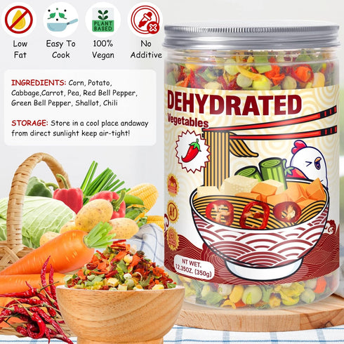 9 12.35oz Dried Ramen Toppings Dehydrated Vegetables Mixed Vegetable Green & Red Bell Peppers, Natural Dried Veggie