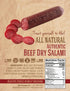 ALEF (3 packages 4 oz. Uncured All Natural Authentic Beef Dry Salami each)NITRATE FREE, NITRITE FREE, MSG FREE, DAIRY